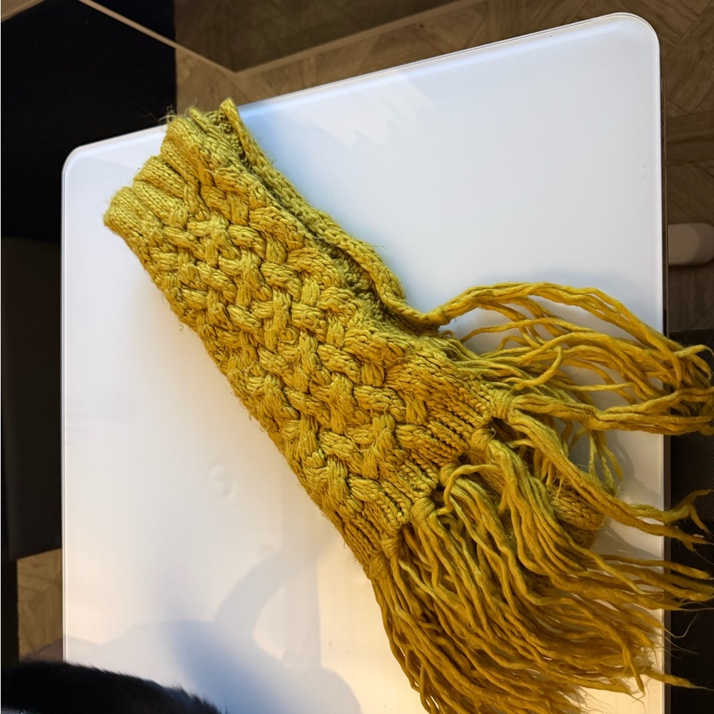 Universal Threads Yellow Knit Fringe Scarf